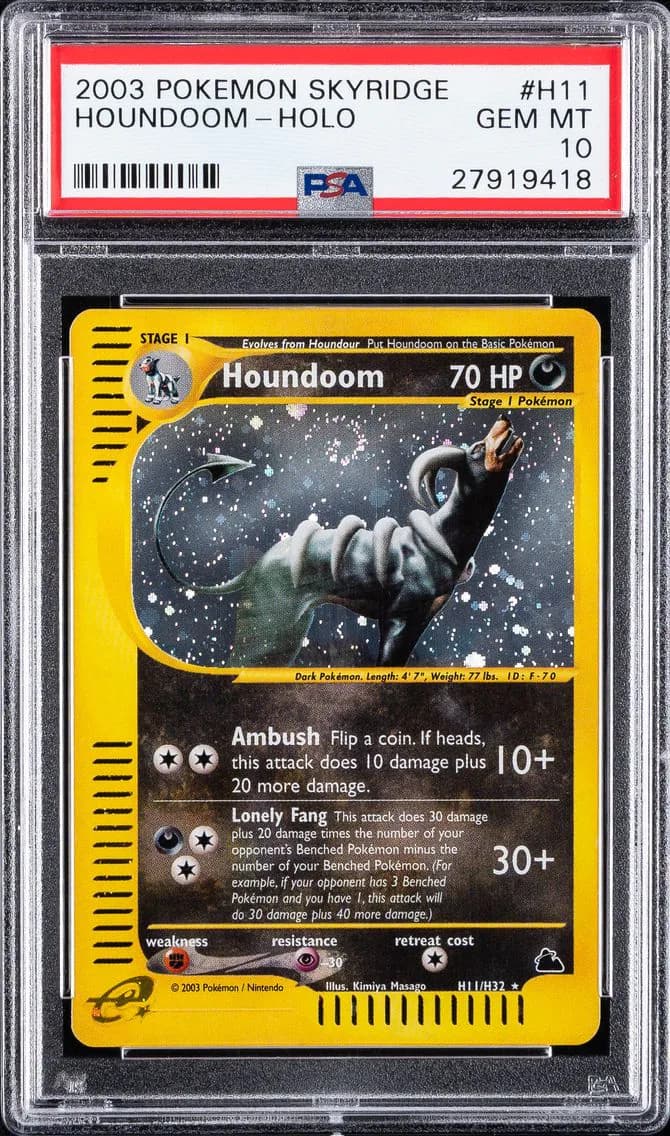 2003 #H11 Houndoom-Holo PSA 10 Skyridge Pokemon