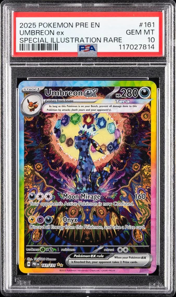 2025 #161 Umbreon ex SIR PSA 10 Scarlet and Violet Prismatic Evolutions Pokemon