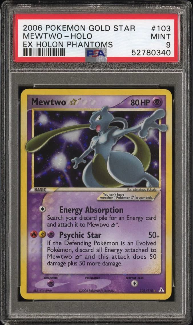 2006 #103 Mewtwo-Holo Gold Star PSA 9 EX Holon Phantoms
