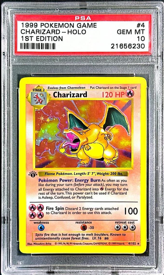 1999 #4 CHARIZARD 1ST EDITION PSA10 BASE SET | by Charred Treasures