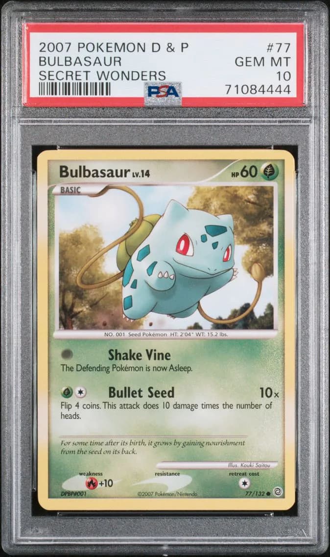 2007 #77 Bulbasaur PSA 10 Diamond & Pearl Secret Wonders