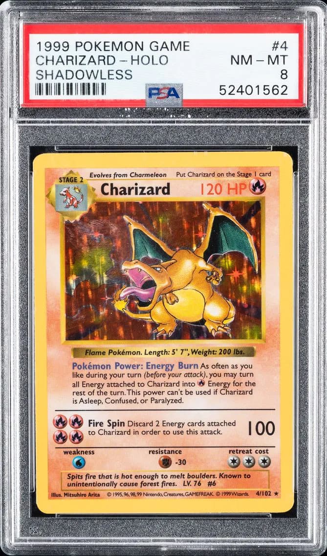1999 #4 Charizard-Holo PSA 8 Game Pokemon