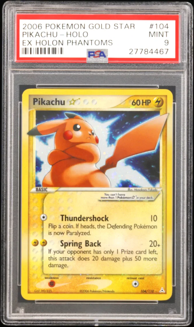 2006 #104 Pikachu-Holo Gold Star PSA 9 EX Holon Phantoms