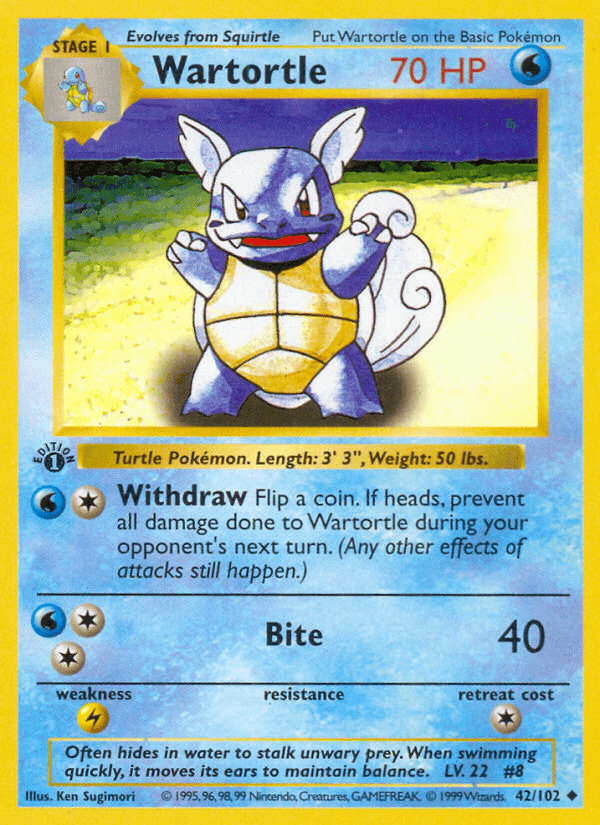 Wartortle printed card