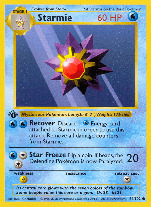 Starmie printed card