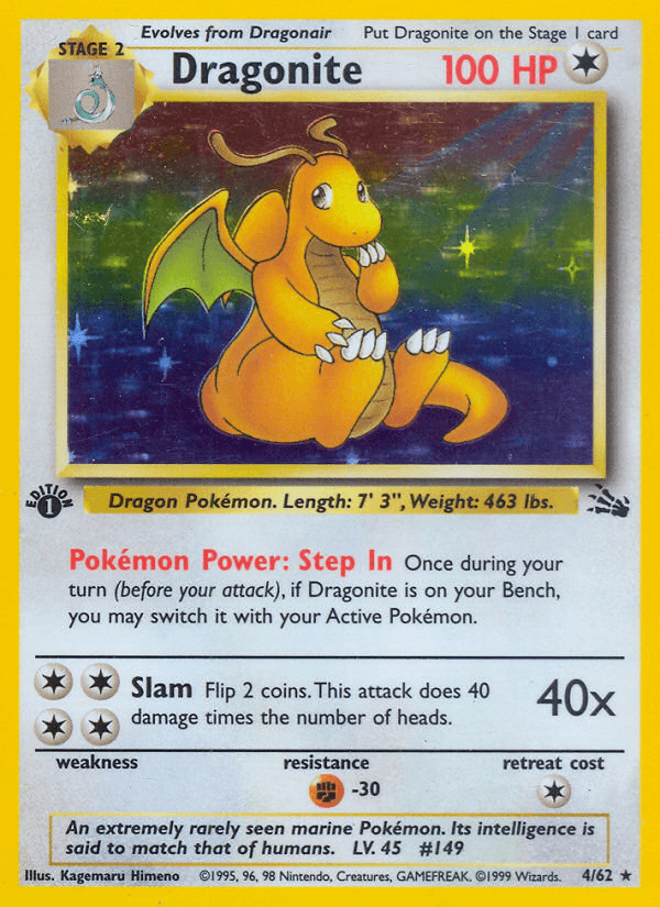Dragonite printed card