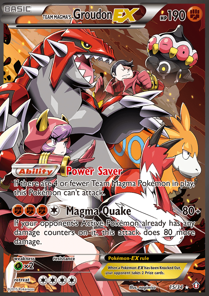 Team Magma's Groudon-EX printed card