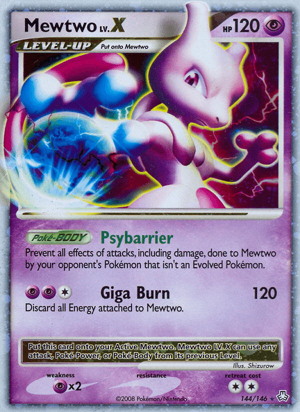 Mewtwo LV.X printed card
