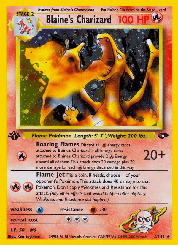 Blaine's Charizard printed card
