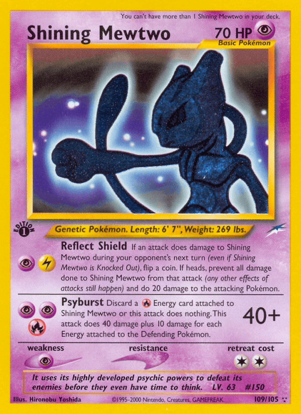 Shining Mewtwo printed card
