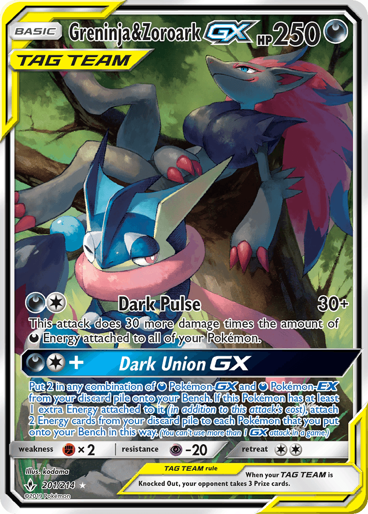Greninja & Zoroark-GX printed card