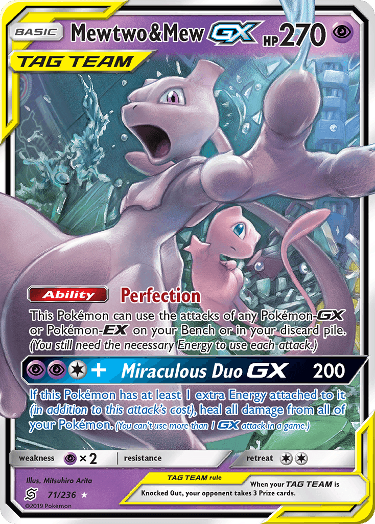 Mewtwo & Mew-GX printed card