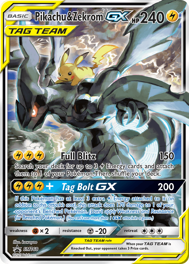 Pikachu & Zekrom-GX printed card