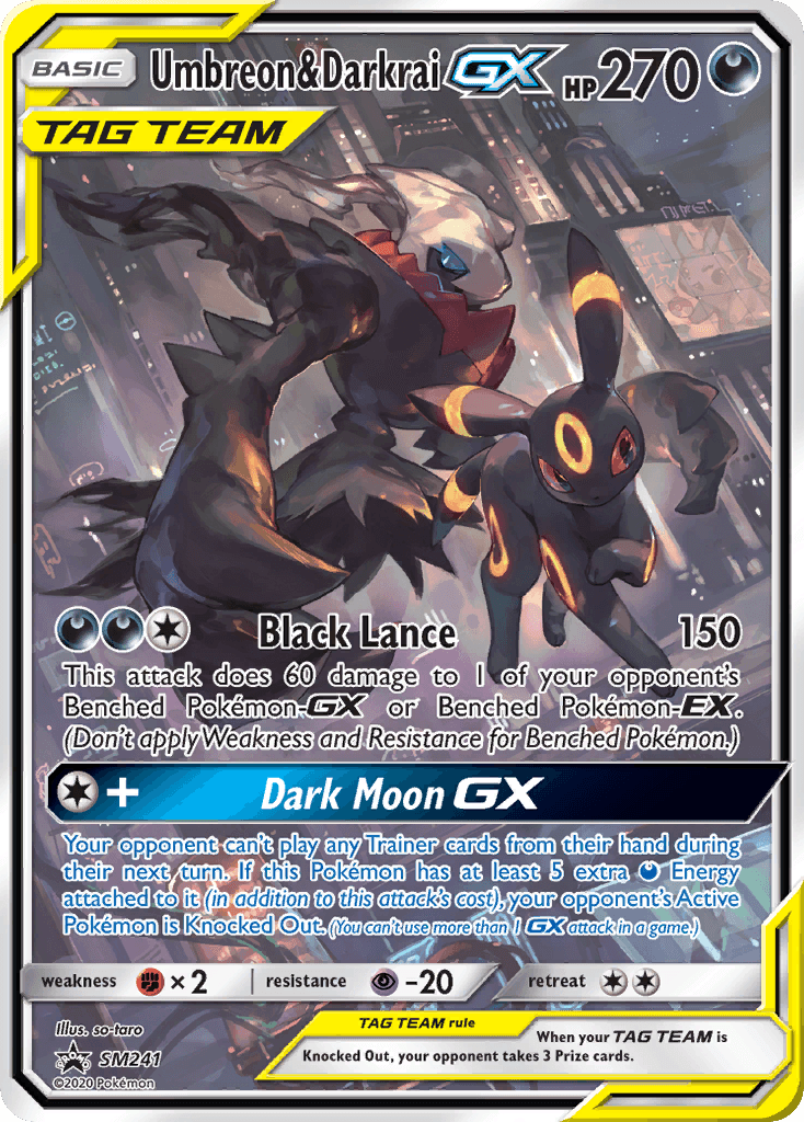 Umbreon & Darkrai-GX printed card