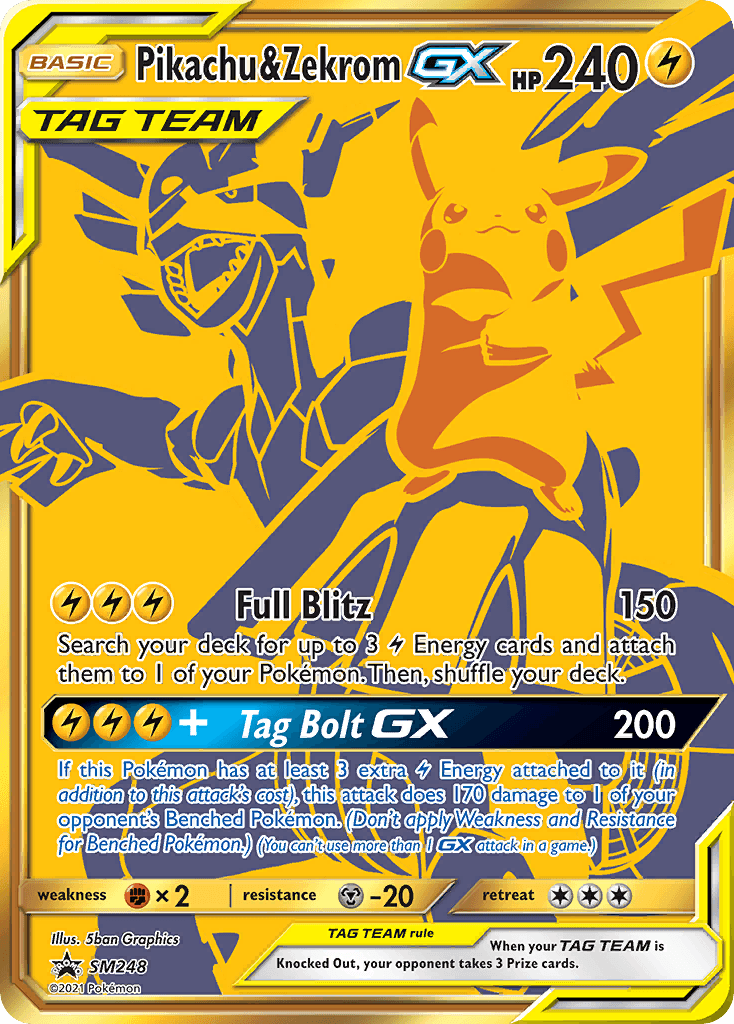Pikachu & Zekrom-GX printed card