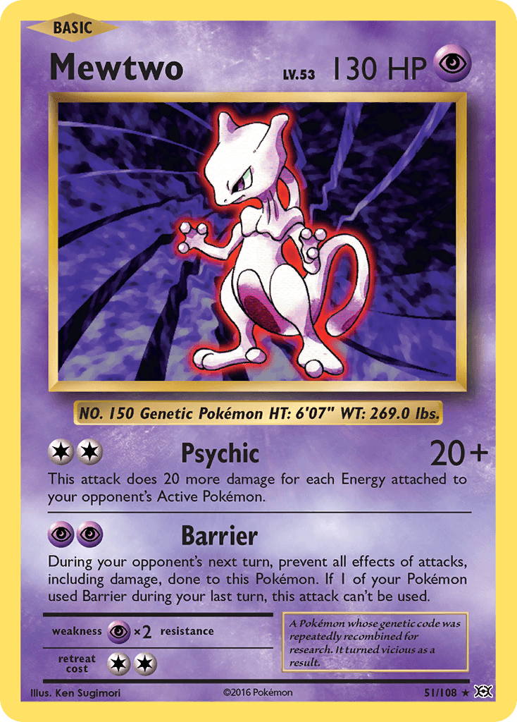 Mewtwo printed card