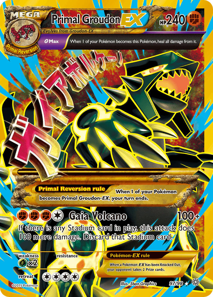 Primal Groudon-EX printed card