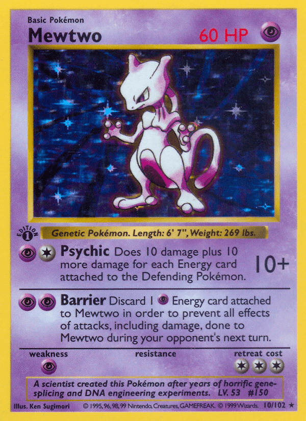 Mewtwo printed card