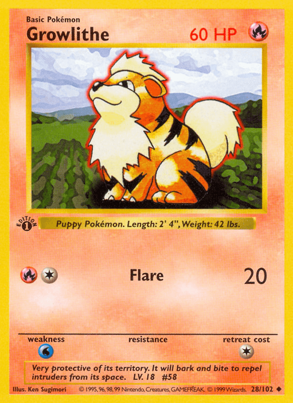 Growlithe printed card