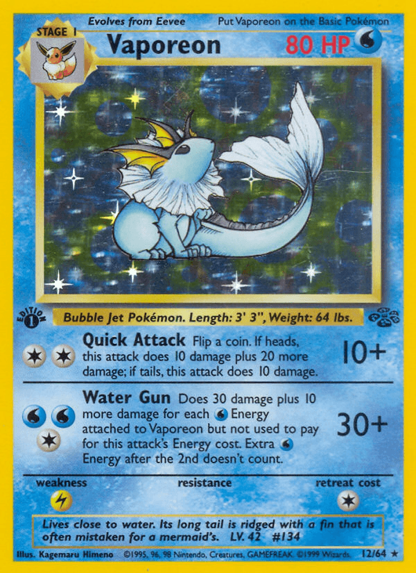 Vaporeon printed card