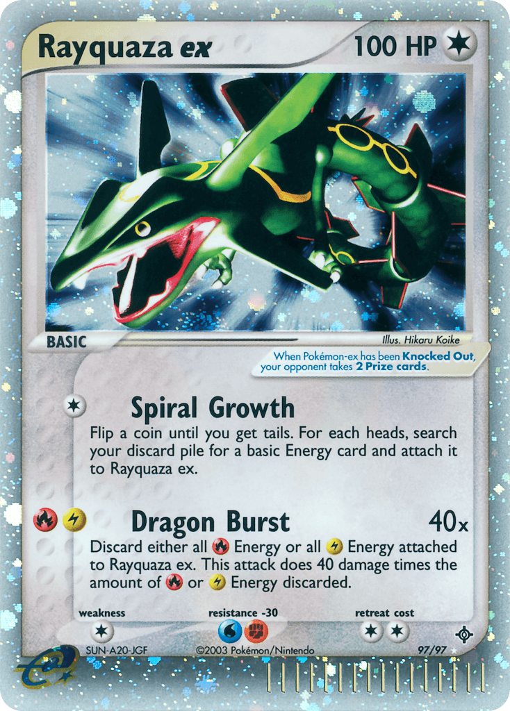 Rayquaza ex printed card