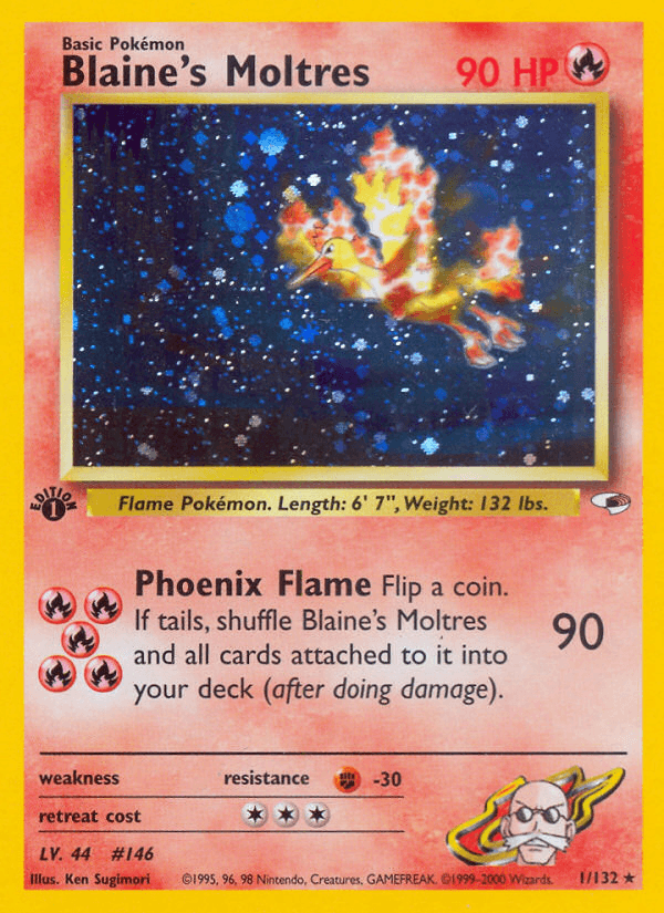 Blaine's Moltres printed card