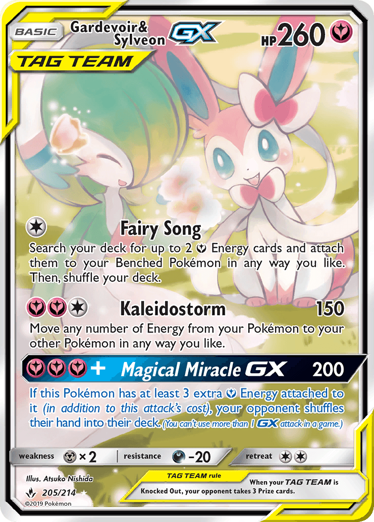 Gardevoir & Sylveon-GX printed card